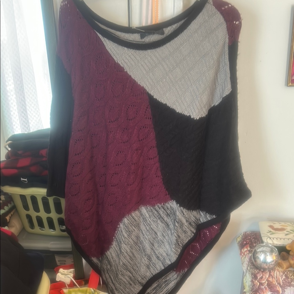 Style & Co. Black and Gray Shrug Sweater Asymmetrical Design
